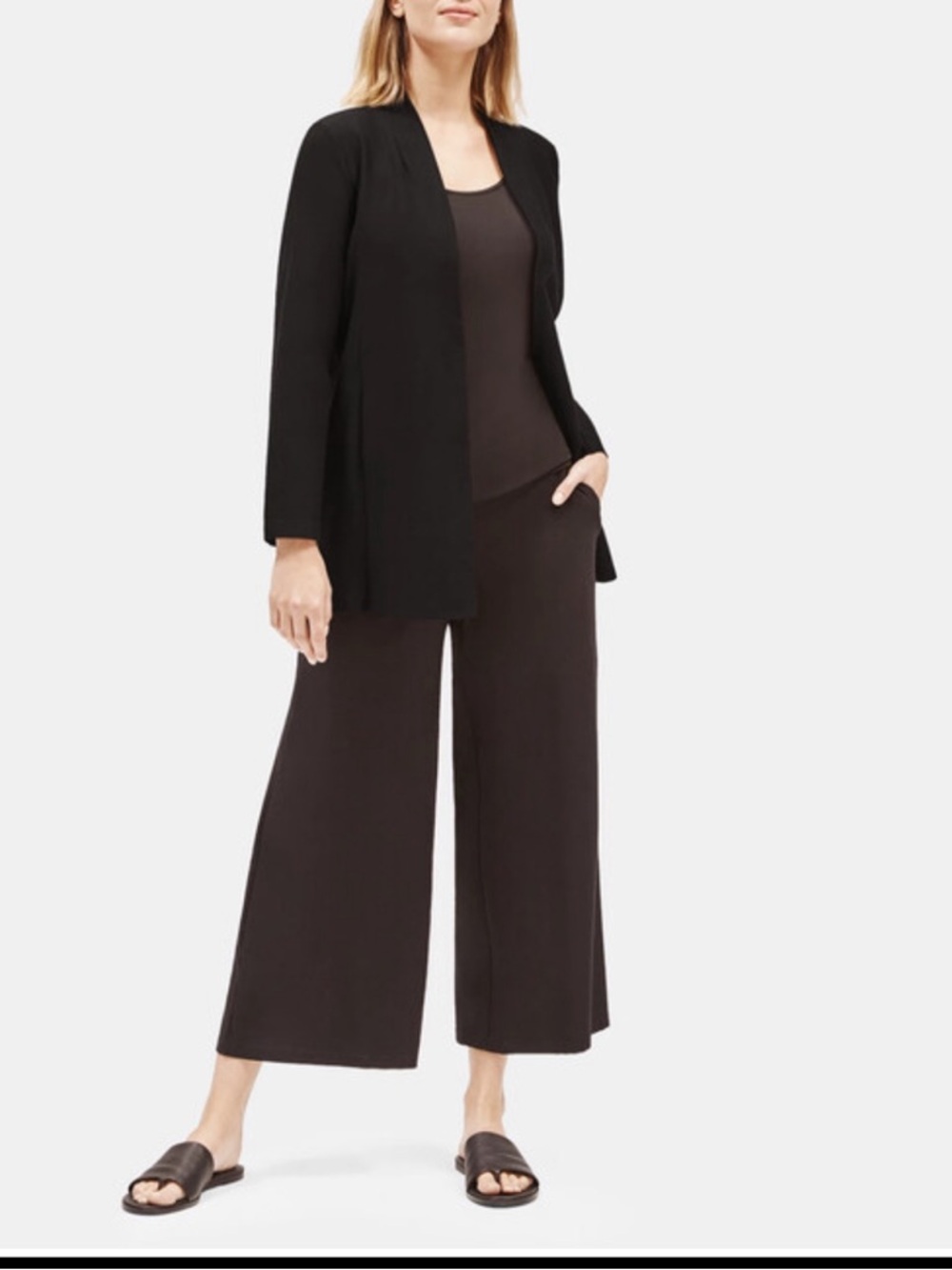 Eileen Fisher Womens Open Front Stretch Crepe Bracelet Sleeve Blue Size PP NWT - Picture 2 of 9